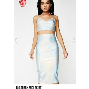 🌌Dolls Kill Big Spark Halo Midi Wiggle Skirt